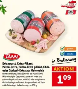 Interspar TANN Extrawurst, Extra-Pikant, Puten-Extra, Puten-Extra pikant, Chili- oder Gurkerl-Extra Angebot