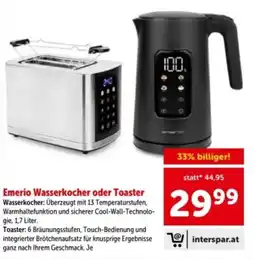 Interspar Emerio Wasserkocher oder Toaster Angebot