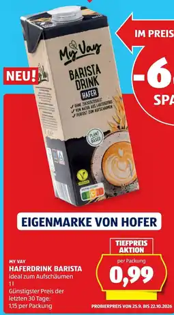 Hofer My Vay Haferdrink Barista Angebot