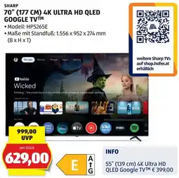 Hofer Sharp 70" (177 cm) 4K Ultra HD QLED Google TV™ Angebot