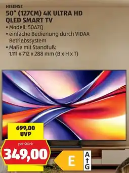 Hofer HISENSE 50" (127CM) 4K ULTRA HD QLED SMART TV Angebot