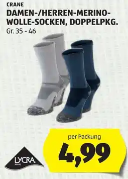 Hofer Crane Damen-/Herren-Merino-Wolle-Socken Angebot