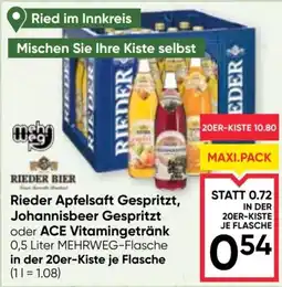Maximarkt Rieder Apfelsaft Gespritzt, Johannisbeer Gespritzt oder ACE Vitamingetränk Angebot