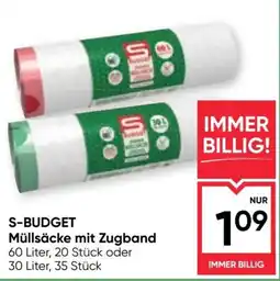 Maximarkt S-Budget Müllsäcke mit Zugband Angebot
