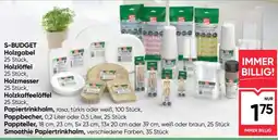 Maximarkt S-Budget Holzgabel, Holzlöffel, Holzmesser, Holzkaffeelöffel Angebot