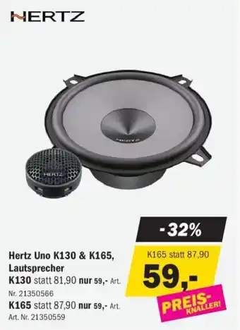 Hertz Uno K130 & K165, Lautsprecher