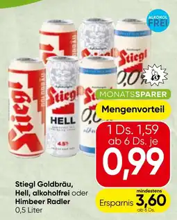 Spar Stiegl Goldbräu, Hell, alkoholfrei oder Himbeer Radler Angebot