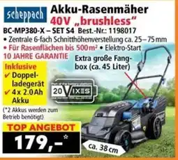 Norma Scheppach Akku-Rasenmäher 40V brushless Angebot