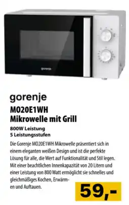 Cosmos gorenje MO20E1WH Mikrowelle mit Grill Angebot