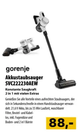 Cosmos gorenje Akkustaubsauger SVC222230AEW Angebot