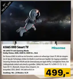 Cosmos 65A6S UHD Smart TV Hisense Angebot
