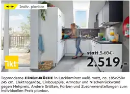 Möbel Ludwig EINBAUKÜCHE in Lacklaminat weiß matt Angebot