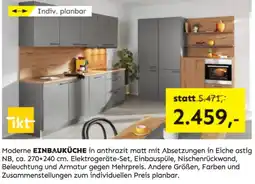 Möbel Ludwig Moderne EINBAUKÜCHE in anthrazit matt mit Absetzungen in Eiche astig Angebot