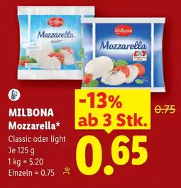 Lidl Milbona Mozzarella Angebot
