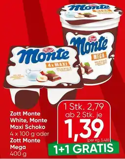 Spar Zott Monte White, Monte Maxi Schoko Angebot