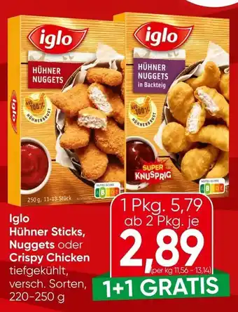 Iglo Hühner Sticks, Nuggets oder Crispy Chicken