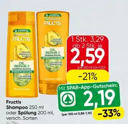 Spar Garnier Fructis Shampoo oder Spülung Angebot