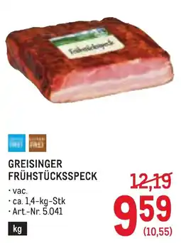 Metro Greisinger Frühstücksspeck Angebot