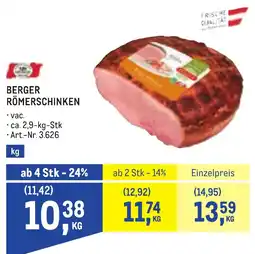 Metro Berger Römerschinken Angebot