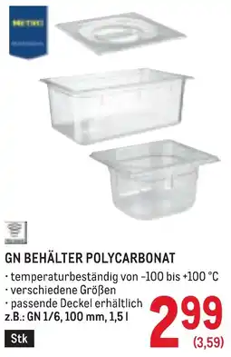 Metro GN Behälter Polycarbonat Angebot