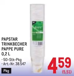 Metro Papstar Trinkbecher Pappe Pure Angebot