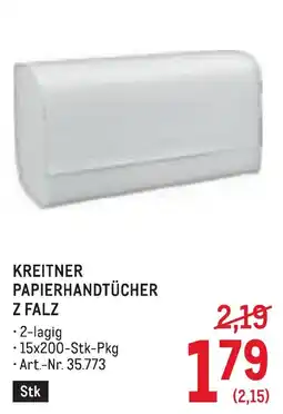 Metro Kreitner Papierhandtücher z Falz Angebot
