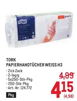 Metro Tork Papierhandtücher Weiss H3 Angebot