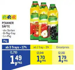 Metro Pfanner Säfte Angebot