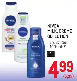 Metro NIVEA MILK, CREME OD. LOTION Angebot