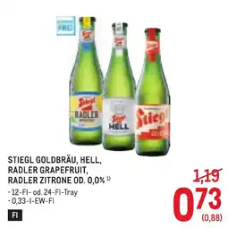 Metro Stiegl Goldbräu, Hell, Radler Grapefruit, Radler Zitrone Angebot