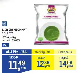 Metro 11er Cremespinat Pellets Angebot