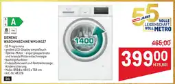 Metro Siemens Waschmaschine WM14N127 Angebot