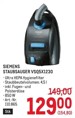 Metro Siemens Staubsauger VSQ5X1230 Angebot