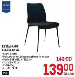 Metro Restaurant Sessel Cadiz Angebot