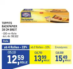 Metro Toppits Backpapier Angebot