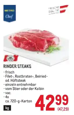 Metro Rinder Steaks Angebot