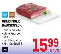 Metro Greisinger Bauchspeck Angebot