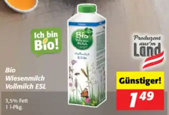 Bio Wiesenmilch Vollmilch ESL