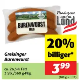 Nah&Frisch Greisinger Burenwurst Angebot