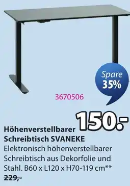 JYSK Höhenverstellbarer Schreibtisch SVANEKE Angebot