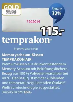 JYSK temprakon Memoryschaum-Kissen TEMPRAKON AIR Angebot