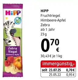dm HiPP Fruchtriegel Himbeere-Apfel Zebra Angebot