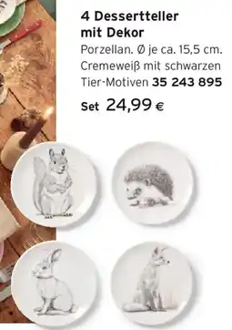 Tchibo Eduscho 4 Dessertteller mit Dekor Angebot