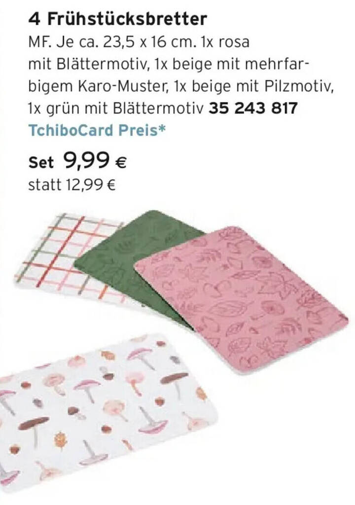 4 Frühstücksbretter Angebot bei Tchibo Eduscho