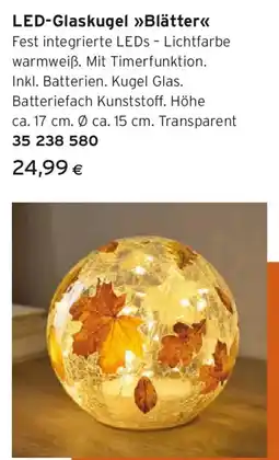 Tchibo Eduscho LED-Glaskugel Blätter Angebot