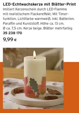 Tchibo Eduscho LED-Echtwachskerze mit Blätter-Print Angebot