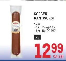 Metro SORGER KANTWURST Angebot