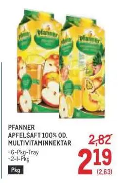 Metro PFANNER APFELSAFT 100% OD. MULTIVITAMINNEKTAR Angebot