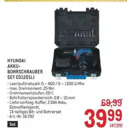 Metro HYUNDAI AKKU-BOHRSCHRAUBER SET CD1201LI Angebot