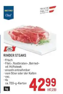 Metro RINDER STEAKS Angebot
